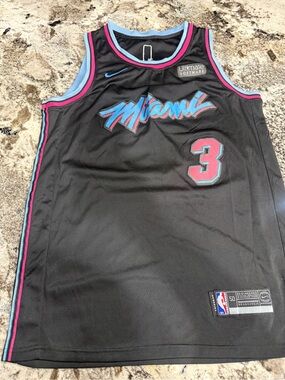 Nike Black Miami Heat Jersey with Pink and Aqua Accents - #3